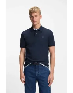 Boss Stretch-cotton Slim-fit Polo Shirt With Logo Patch, Crafted In Sporty Piqué