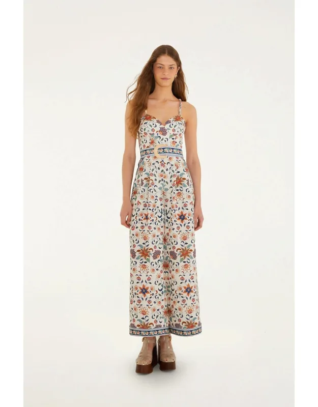 Floral Tapestry Belted Jumpsuit
