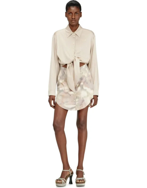 Satin Mini Dress With Knotted Top