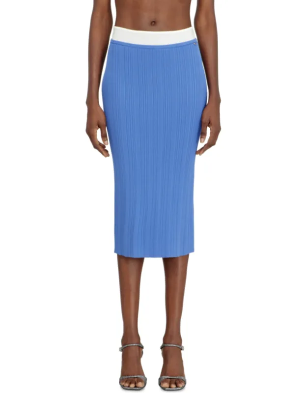 Ribbed Knit Skirt With Contrast Waistband