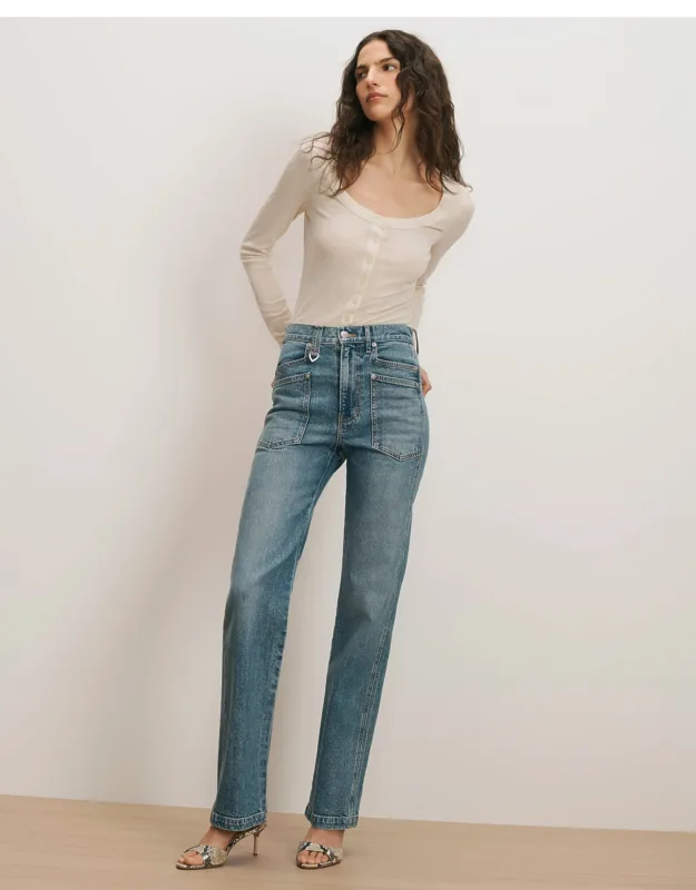 Patch-pocket Straight-leg Jeans