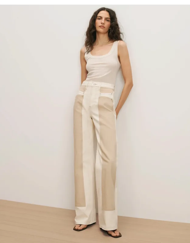 Taylor Color-block Wide-leg Jeans