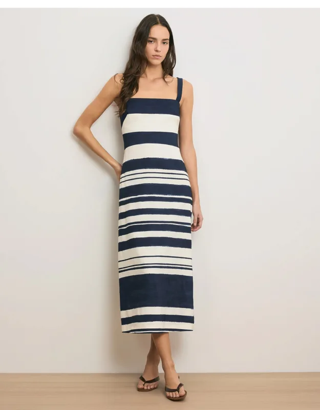 Ella Striped Linen Midi Dress