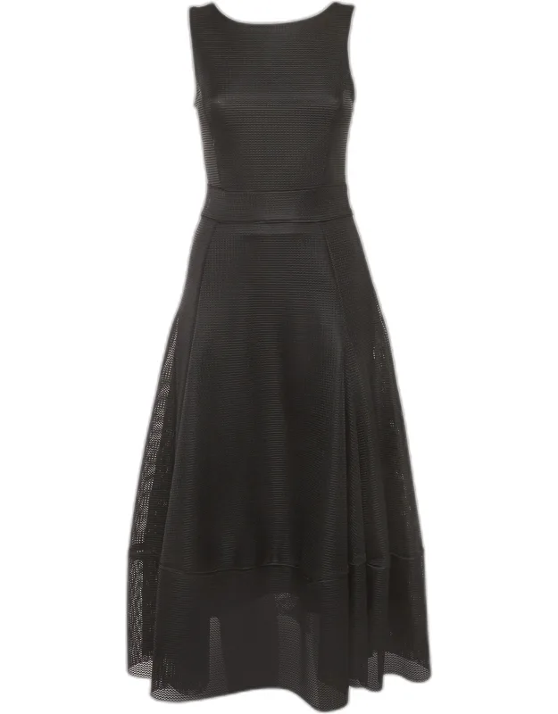 Mesh Flared Raining Midi Dress