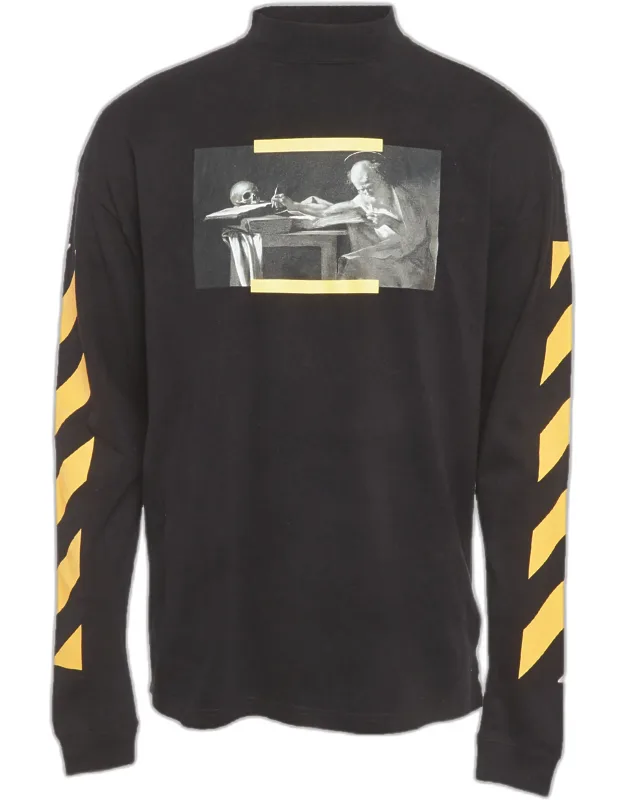 Caravaggio Painting Cotton Mock Neck Long Sleeve T-shirt