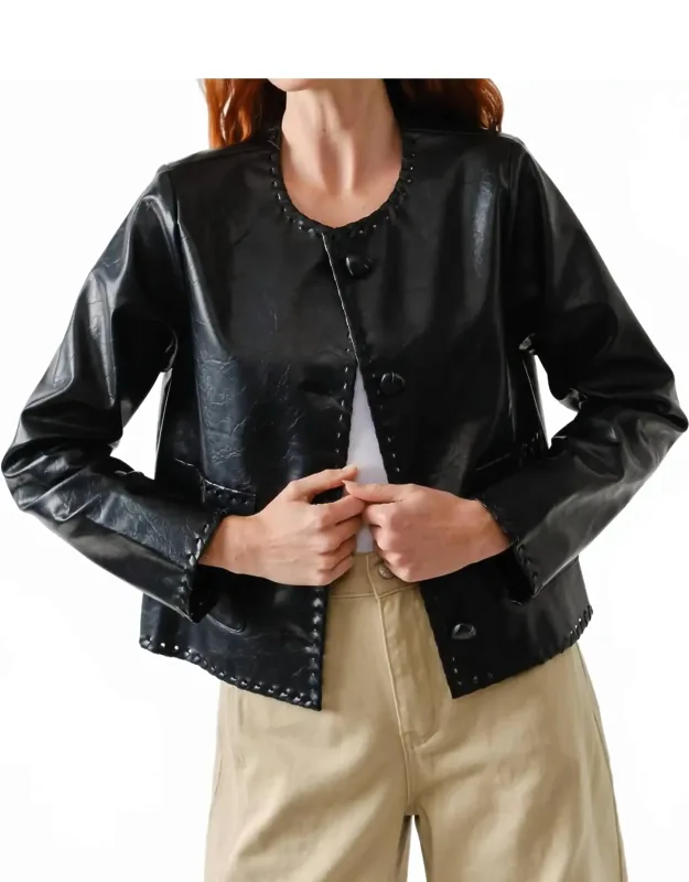 Whipstitch Faux Leather Jacket