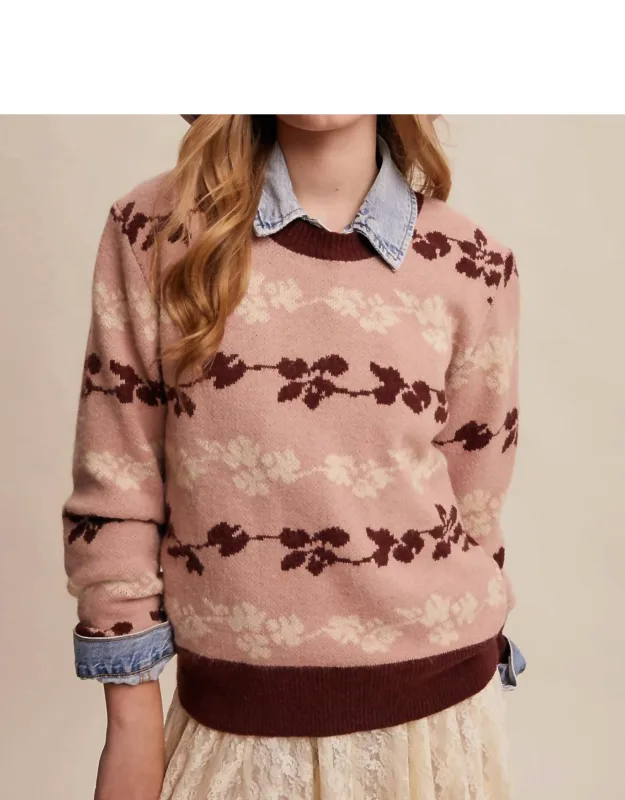 Floral Jacquard Knit Pullover