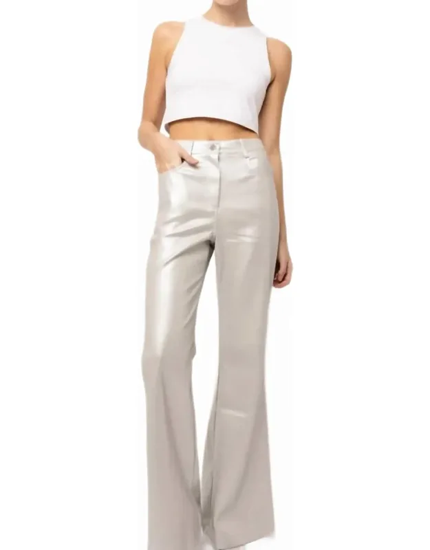 Faux Leather Flared Wide Leg Matte Pants