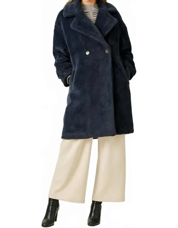 Double Breasted Faux Fur Coat