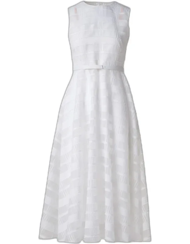 Check Silk Organza Midi Dress
