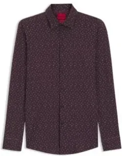 Printed Slim-fit Shirt In Performance-stretch Jersey