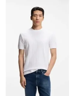 Vertical-stripe T-shirt In Mercerised Cotton