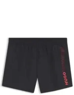 Quick-dry Swim Shorts With Vertical Printed Logos