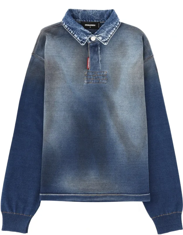 Polo Shirt With Denim Effect