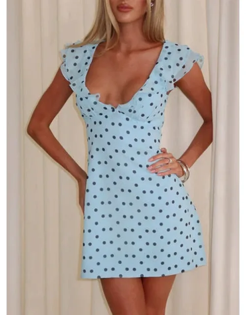 I Guess So Mini Dress Polka Dot With Flutter Sleeves And V-neckline