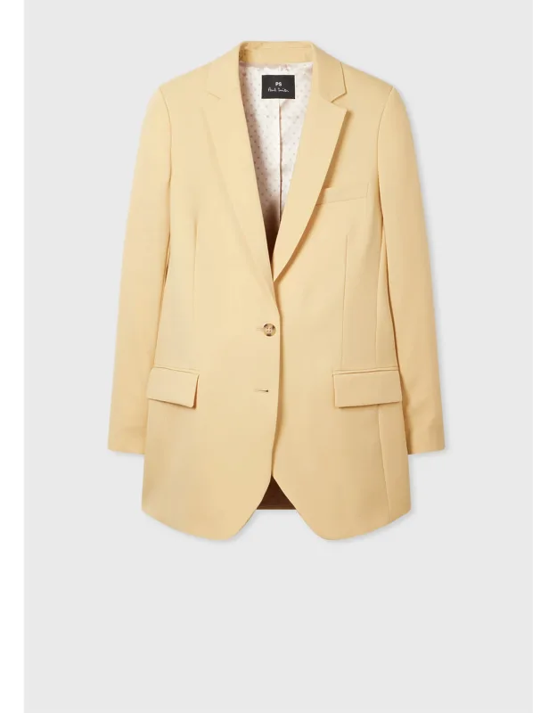 Muted Yellow Wool Longline Blazer