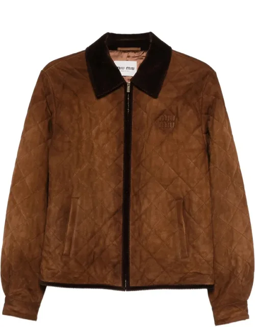 Quilted-design Corduroy-collar Jacket