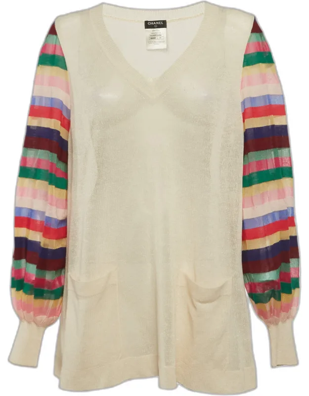 Silk Knit V-neck Sweatshirt