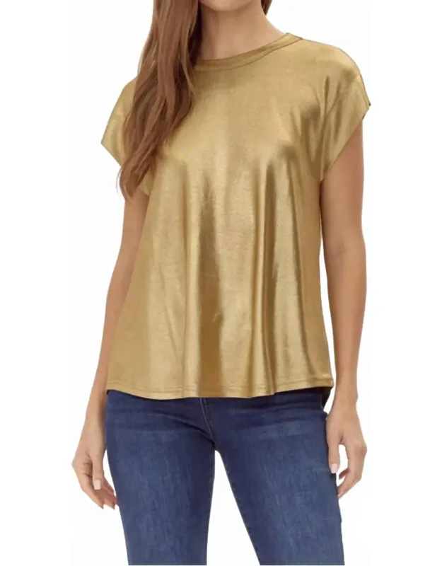 Crew Neck Cap Sleeve Top