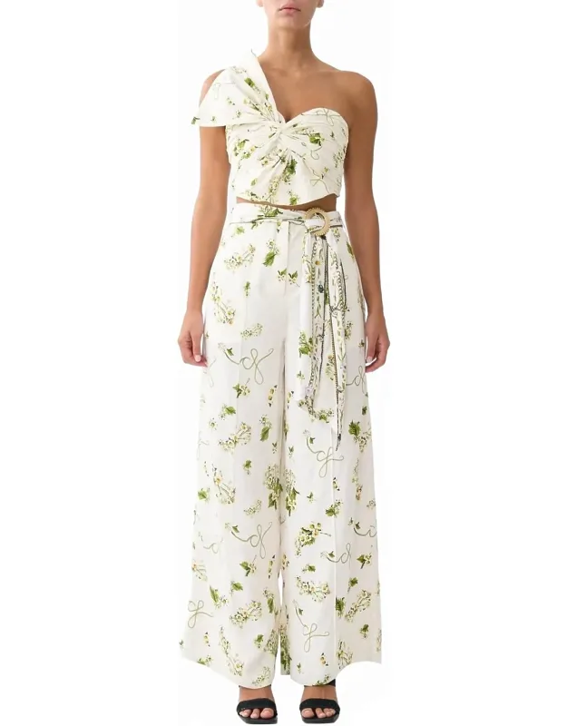 Botanical Utopia Scarf Belt Wide Leg Pants