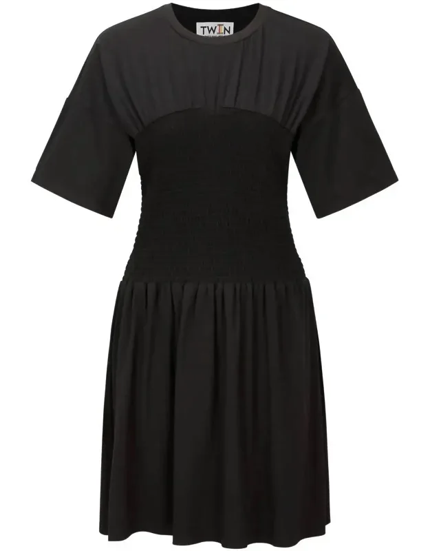 Shirred T-shirt Dress