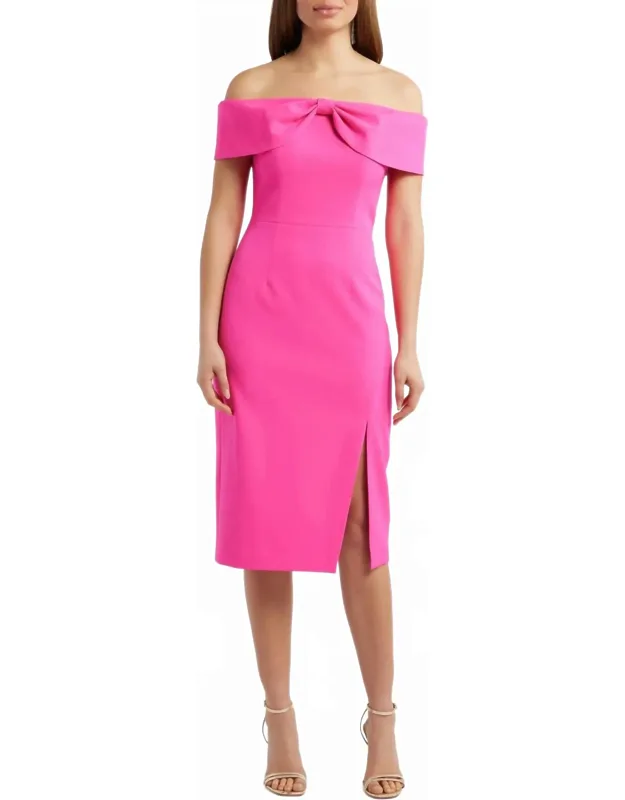 Bow Off-the-shoulder Midi Dress