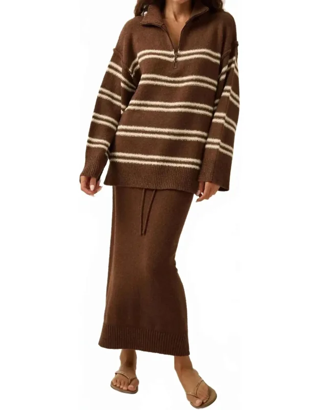 Striped Knit Quarter-zip Sweater
