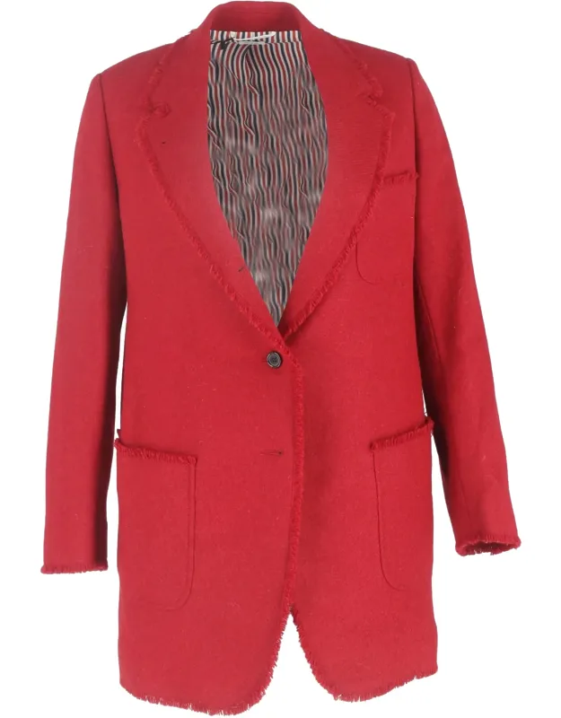 Single-breasted Raw Hem Accent Blazer