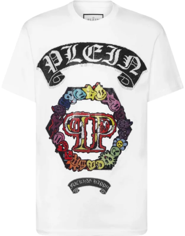 T-shirt With Round Neck And Strass Smile
