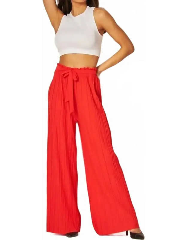 Tie Front Pleated Pants