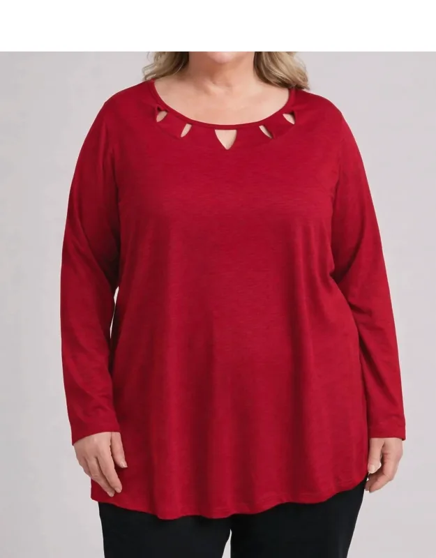 Hollywood Long Sleeve Detailed Neckline Tee
