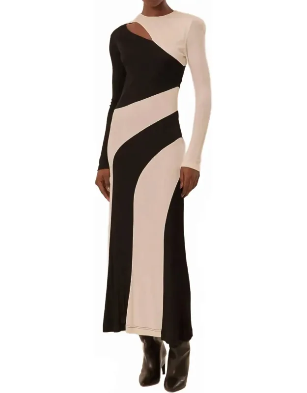 Cut-out Long Sleeve Midi Dress