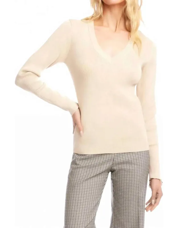 Ribbed V-neck Sweater