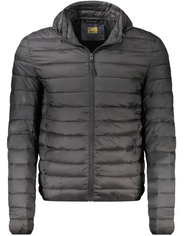 Cavalli Class Polyester Jacket - Long-sleeved Hooded, 100gr, Nero, 2 External And 2 Internal Pockets, Distinctive Applique, Iconic Logo