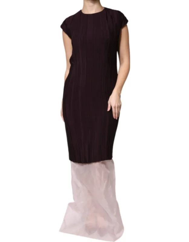 Silk Short Sleeve Sheath Maxi Dress