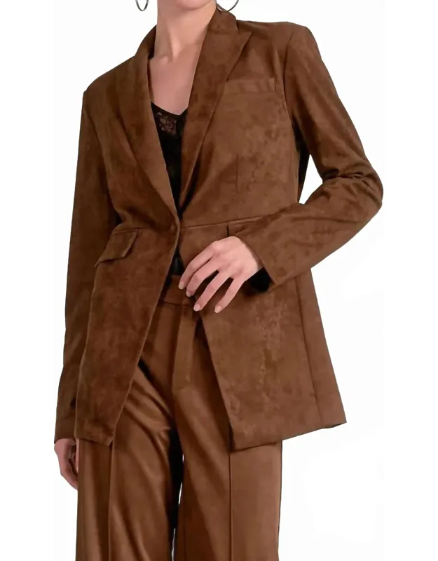 Single Button Suede Blazer