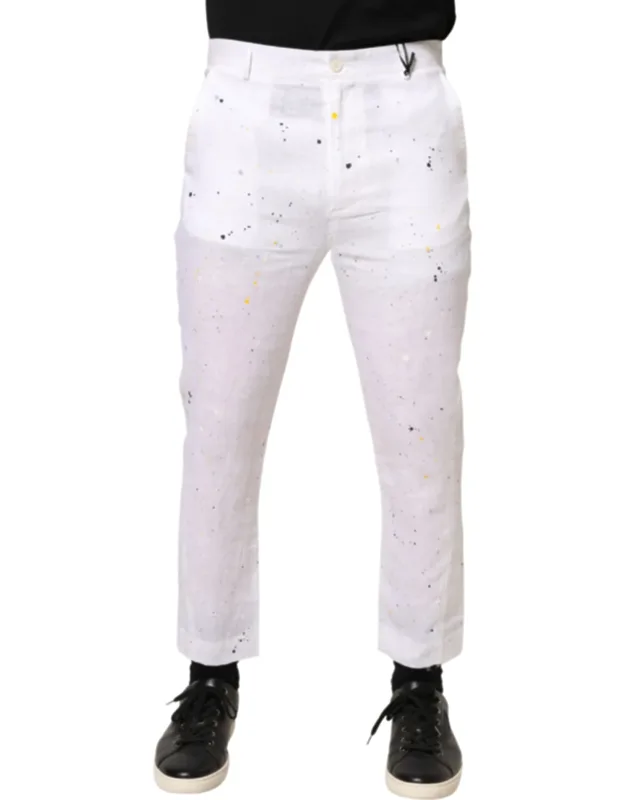 Paint Print Skinny Fit Trousers