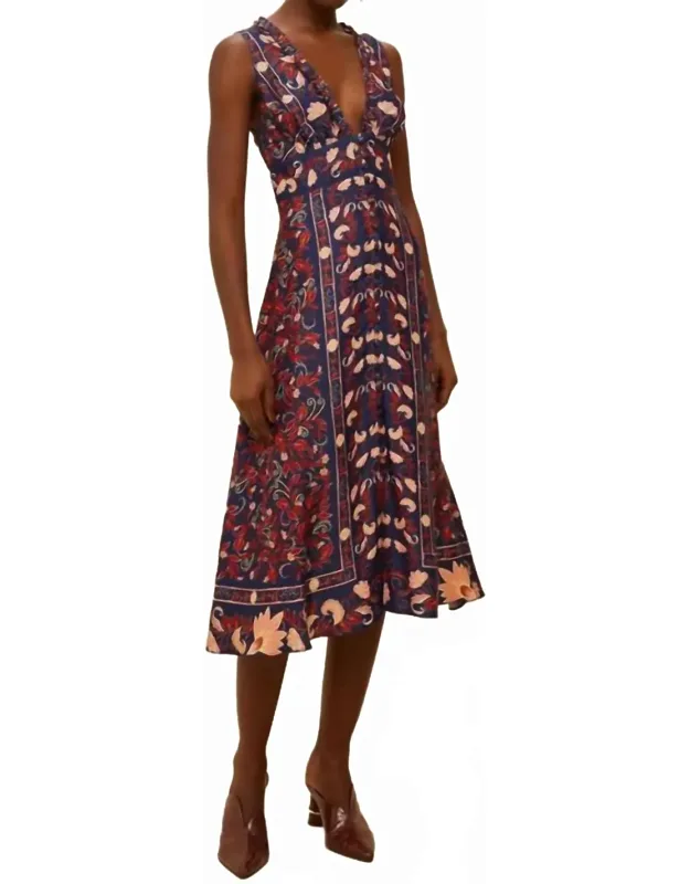 Boho Floral Scarf Midi Dress