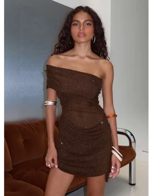 One Shoulder Sheer Mini Dress