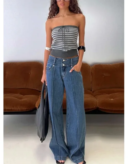 Hannalee Low Rise Wide Leg Cargo Jeans
