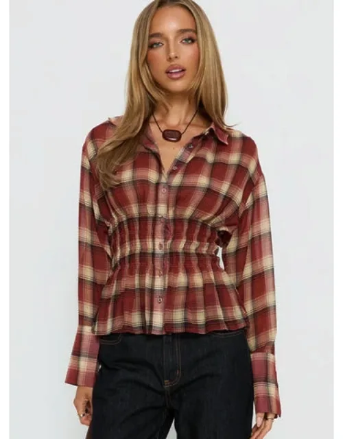 Shirred Button Up Top