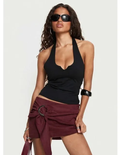 Faux Suede Belt Mini Skirt