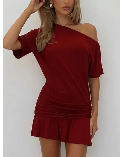 Off Shoulder Drape Mini Dress