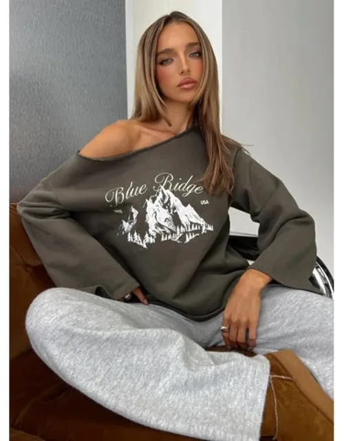Off Shoulder Graphic Sweater