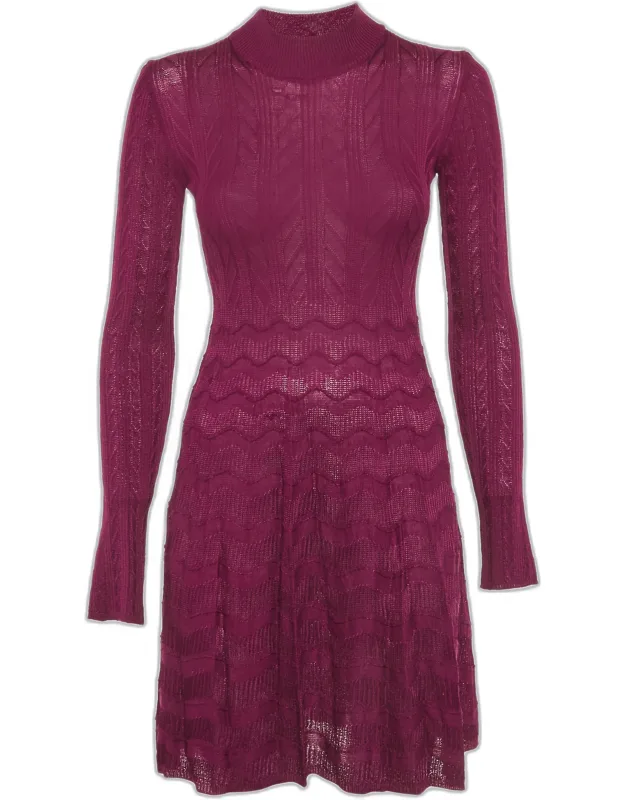Crochet Knit Long Sleeve Mini Dress