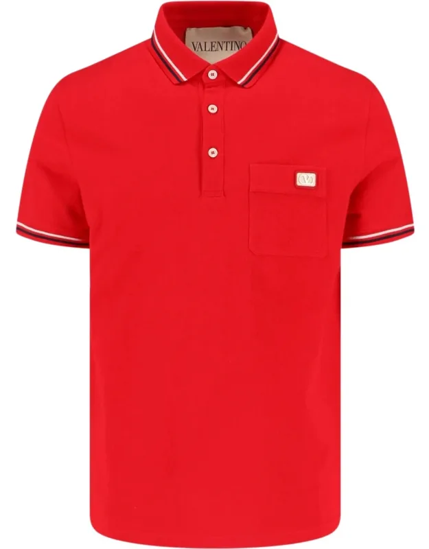 "vlogo Signature" Polo Shirt With Collar And Button Closure