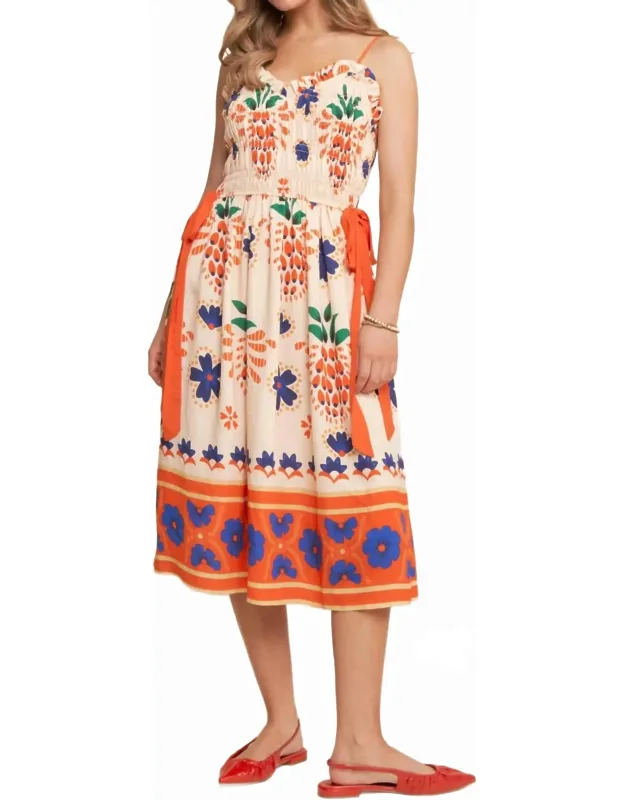 Floral Print Smocked Midi Dress