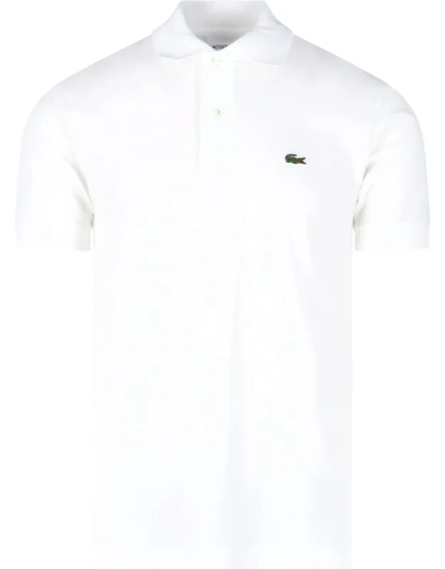 Pima Polo Shirt With Buttoned Collar And Front Logo Patch
