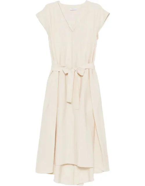 V-neck Belted-waist Midi Dress