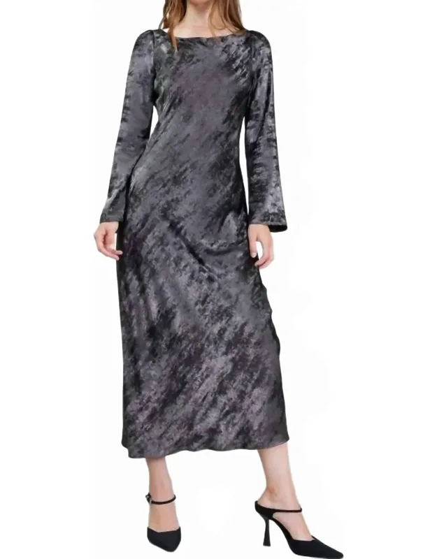 Boat Neck Long Sleeve Maxi Dress